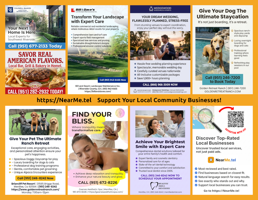 NearMe.tel shared-mail postcard — side A